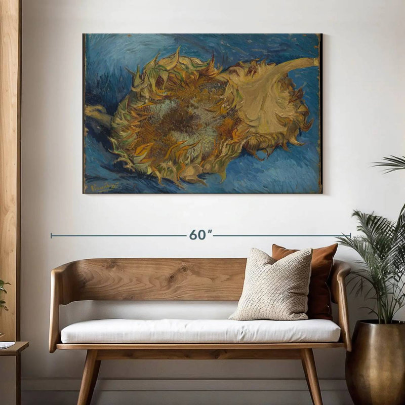 Harnek nature morte avec deux tournesols, H 32 po x l 48 po