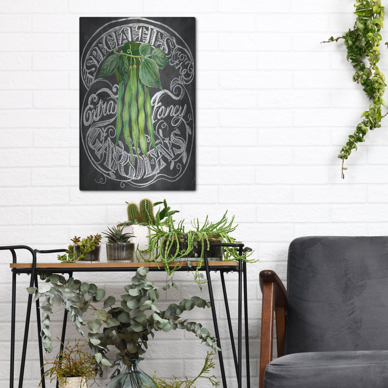  «Chalkboard Green Beans» par Art Licensing Studio, art mural en métal, 12 po x 16 po, H 16 po x l 12 po