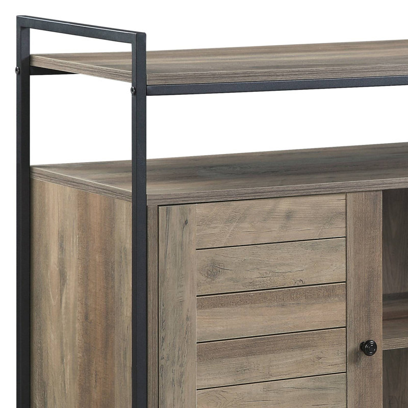 Rustic Oak & Black Finish TV Stand