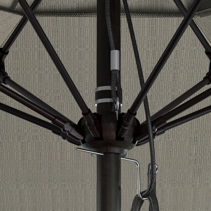 Parasol de patio commercial en bronze 11 pi avec olives en granit tissé, Gris
