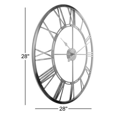 Horloge murale ronde de 28 pouces en métal Terrones Tower, noir