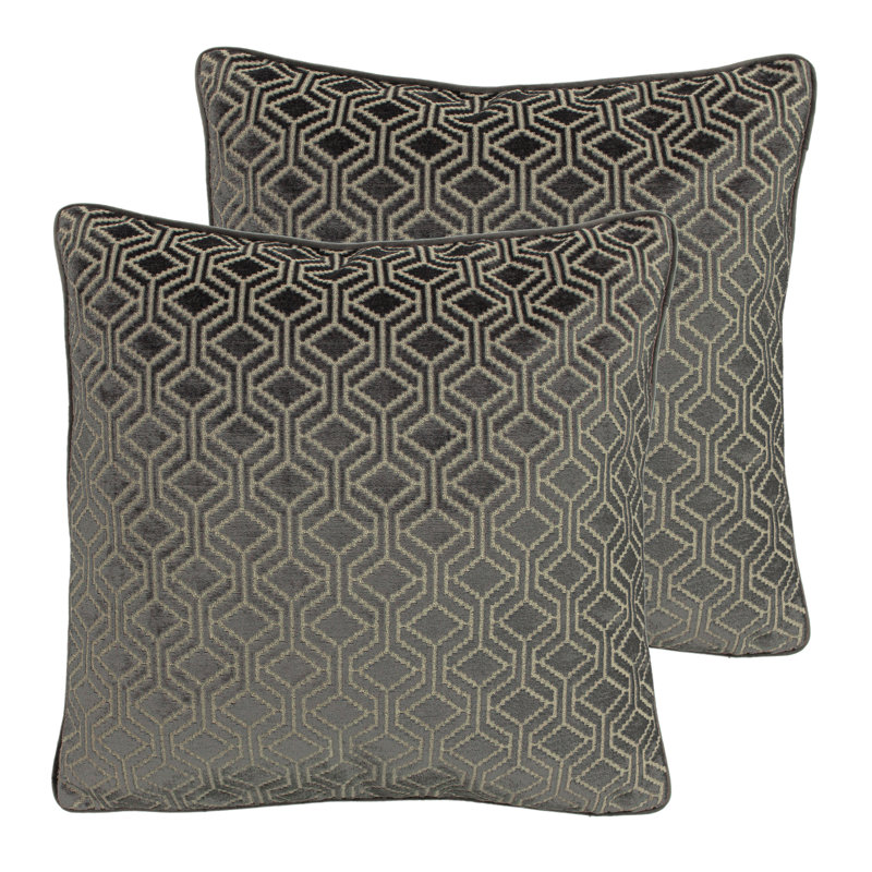 Fishback Geometric Square Cushion, Grey