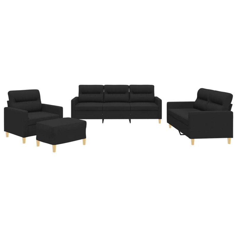  Ensemble de canapé en polyester noir, métal, contreplaqué, H 19,7 po x l 23,6 po x P 16,1 po, Noir
