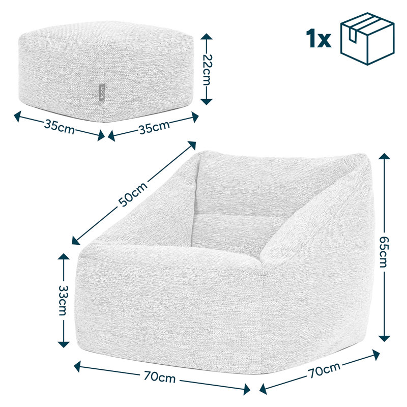 icon Natalia Woven Armchair Beanbag and Footstool, Natural