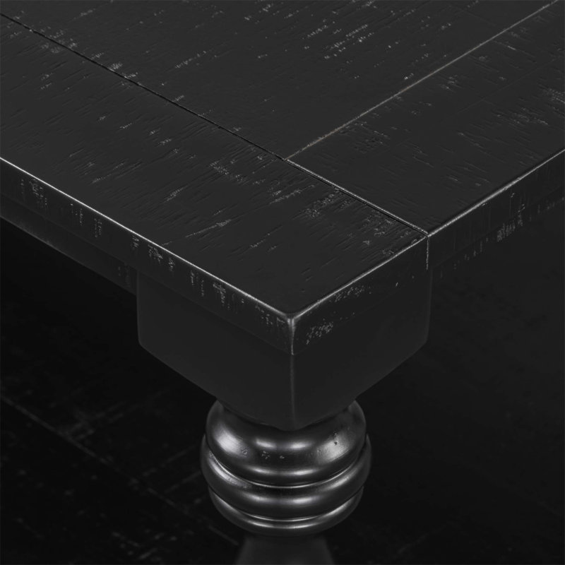 Table basse rétro avec pieds de colonne en vase artistique et placage de pin luxueux, parfaite pour le salon et le bureau
