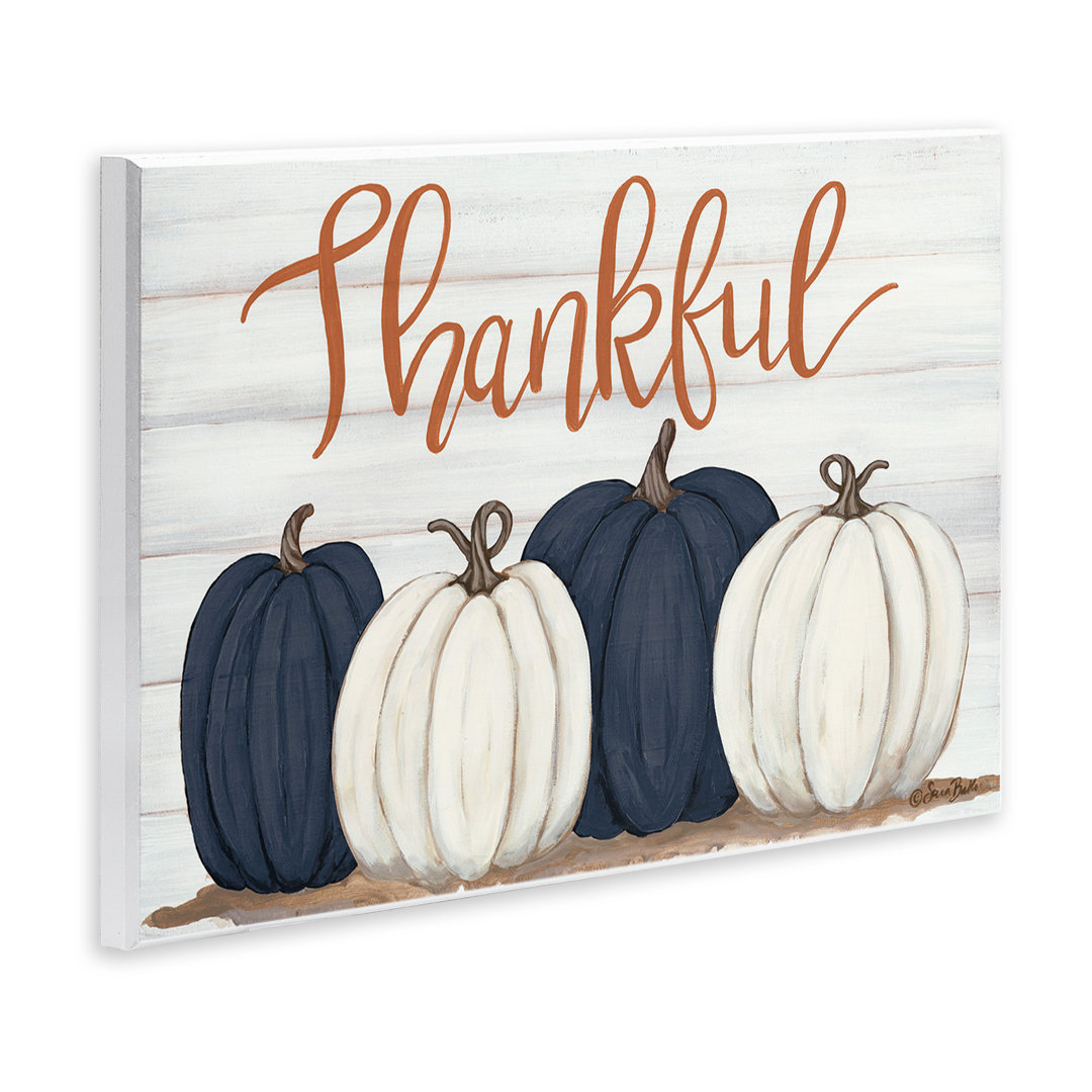 Autumn Farm Pumpkin Harvest with Thankful Phrase by Sarah Baker - Graphic Art Print Stupell Industries 