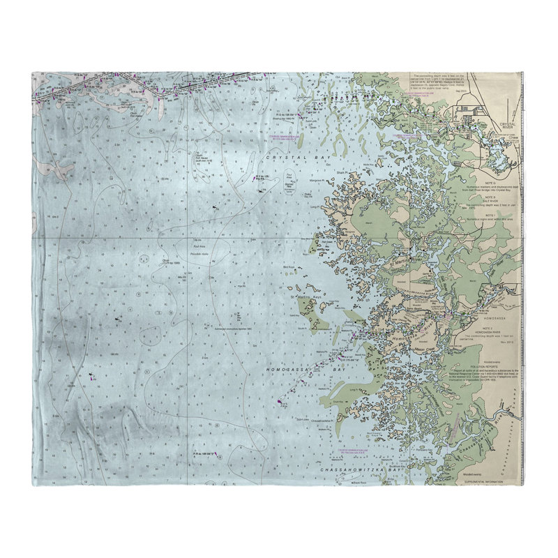Crystal River, FL Nautical Map Silk-Touch Throw