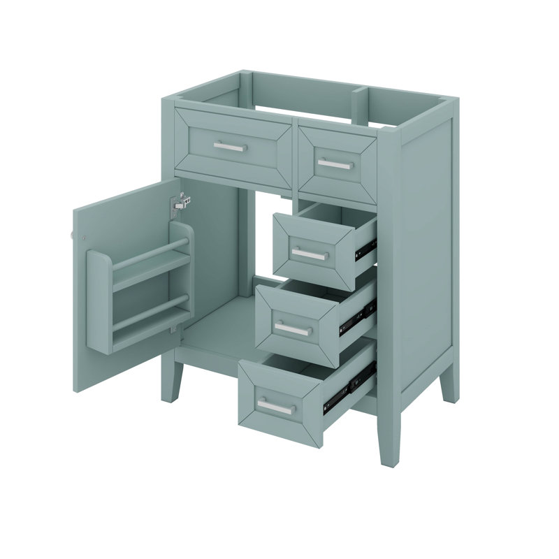 Meuble-lavabo 30 po sans lavabo, meuble-lavabo autoportant moderne avec 3 tiroirs, Vert