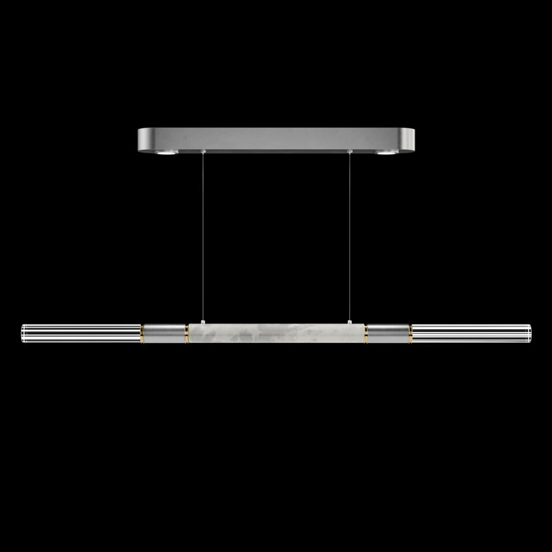 Antonia 62"W Linear Pendant, Brass/Silver Leaf/Smoke