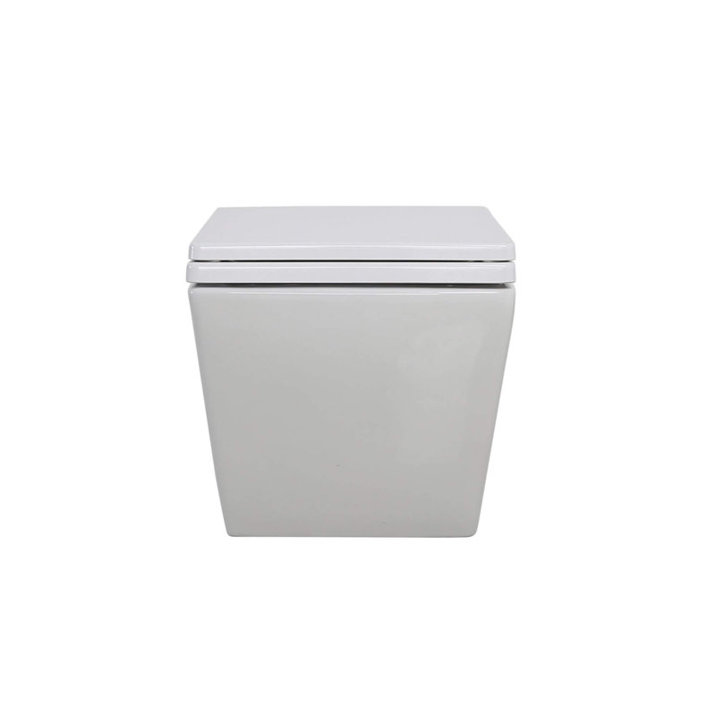 Stormon Dual-Flush Square Wall-Mount Toilet (Seat Included), White, 6"