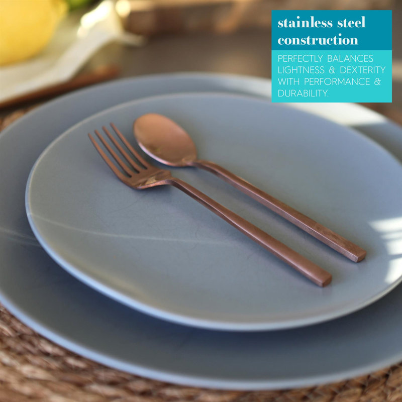 Stainless Steel Teaspoons - 14.5cm - Pack of 4, Copper