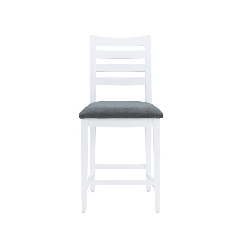 Sandra Upholstered Counter Stool with Solid Wood Frame, White/Black