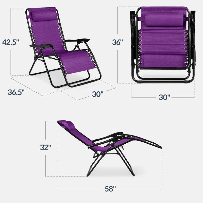 Set Of 2 Zero Gravity Patio Chair, Amethyst Purple