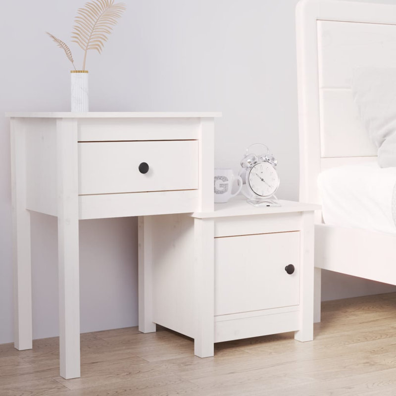 Bedside Cabinet 79,5x38x65,5 cm Solid Wood Pine, White, Individual