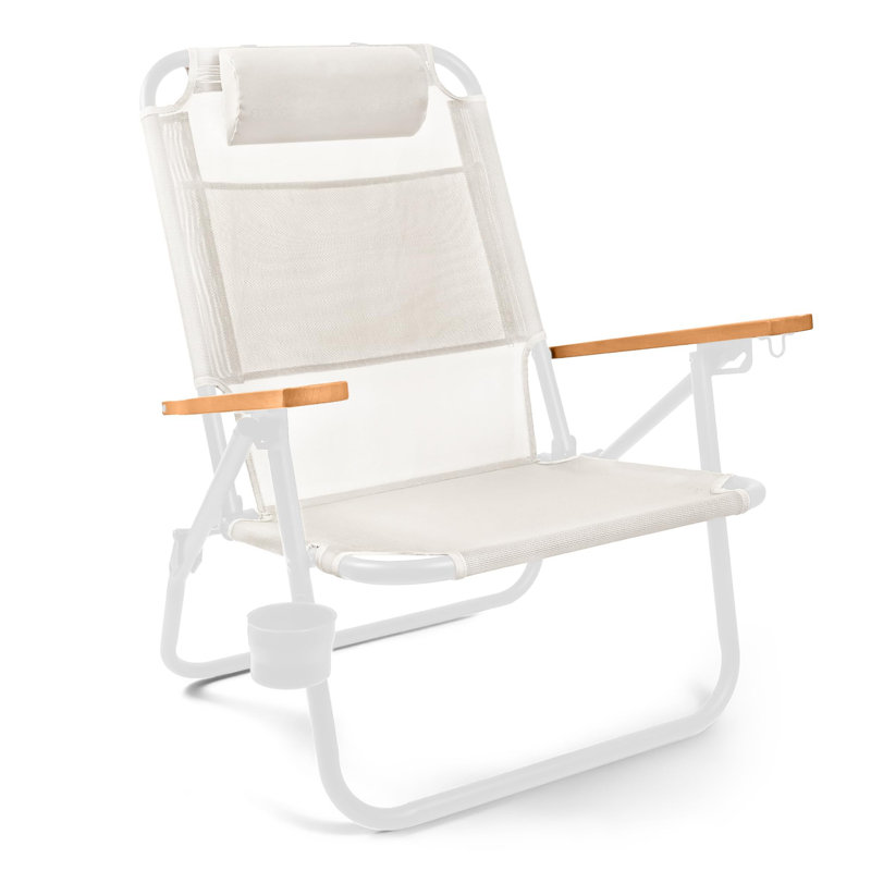 Chaise de plage à dos pour adultes, Blanc / blanc