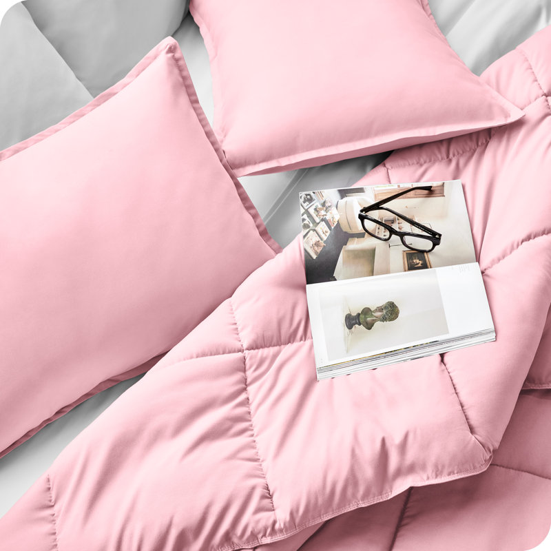 Light Pink Twin Down Alternative Microfiber Comforter Set