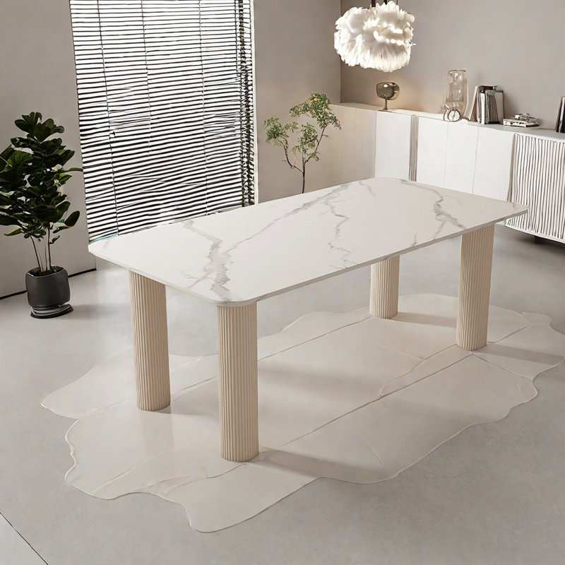 Glossy Rock Dining Table Dining Table, 29.5"H x 70.9"L x 31.5"W