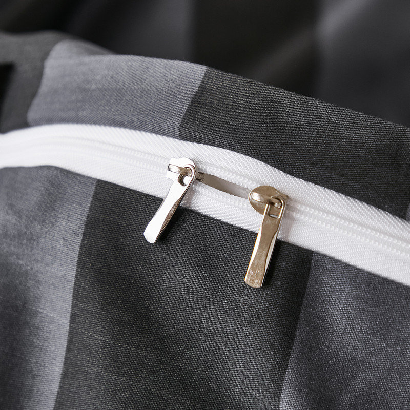 Ensemble d'édredon rayé noir et gris très grand - ensemble de literie 100% coton, ensemble d'édredon 3 pièces en lin de luxe pour toutes les saisons