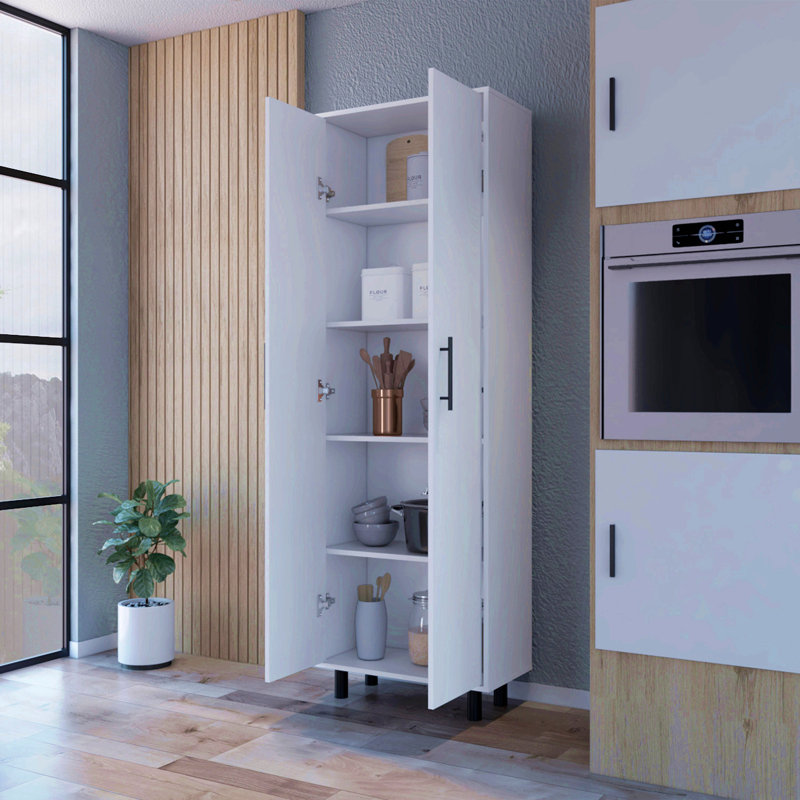Armoire de rangement haute avec garde-manger, Blanc