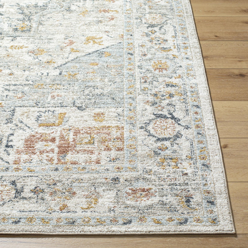 Drinnon Oriental Polyester Area Rug in Gray/Blue/Brown, Rectangle 2' x 2'11"