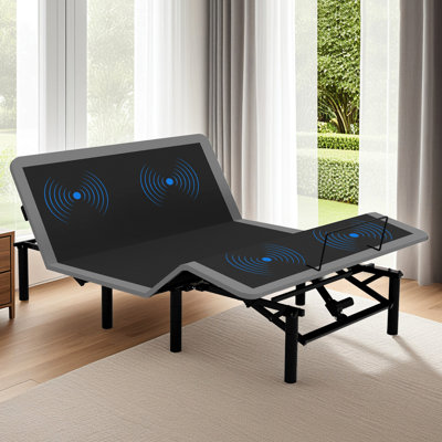 Queen Size Bed Frame With Massage Function, Five Modes, Head & Foot Incline Adjusted By Remote, Led Under , Type-a And Type-c Ports, 4 Height-adjustable Legs, Easy Assembly Adjustable Electric For