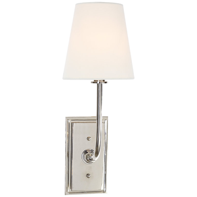 Thomas O'Brien Hulton Sconce, Polished Nickel, Fabric