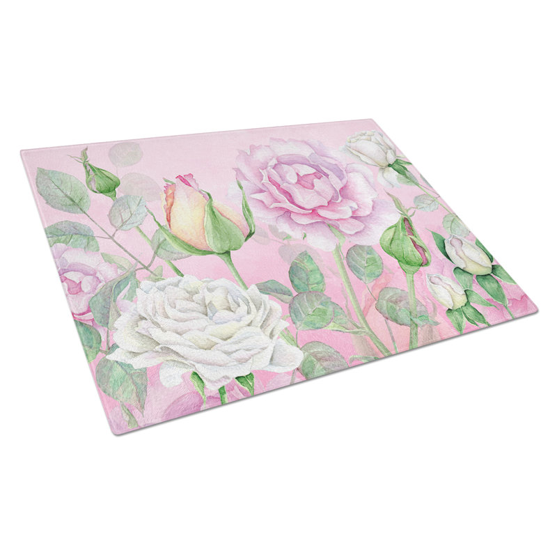 Planche à découper en verre trempé rose caroline