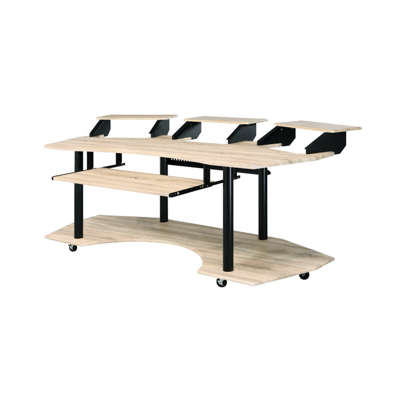 83 po. Chêne naturel - table d'ordinateur à installation musicale moderne pour le travail de production