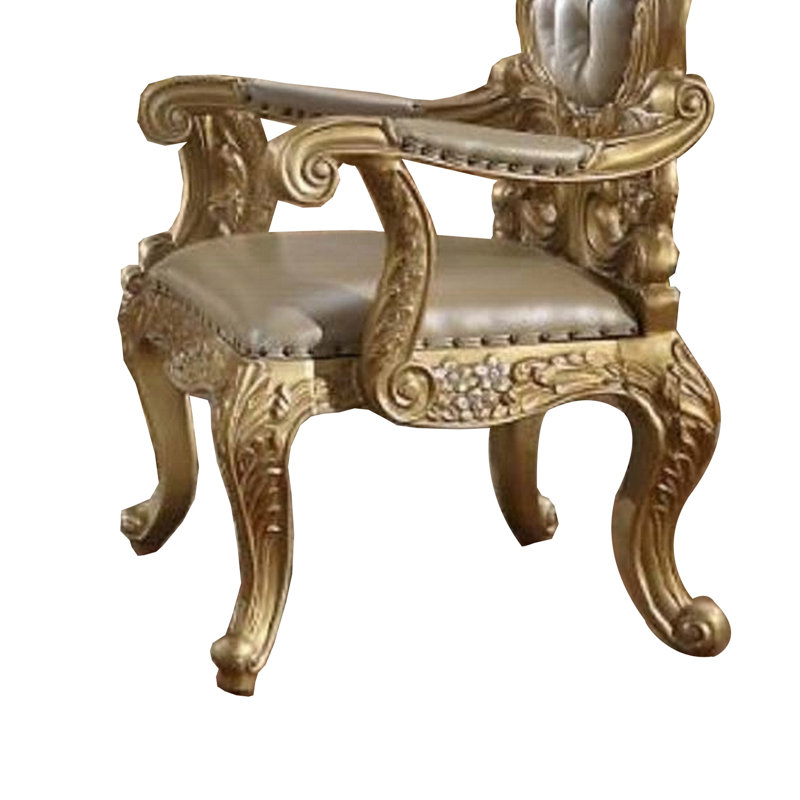 Ensemble de 2 chaises de salle à manger Otis, similicuir touffeté doré clair classique