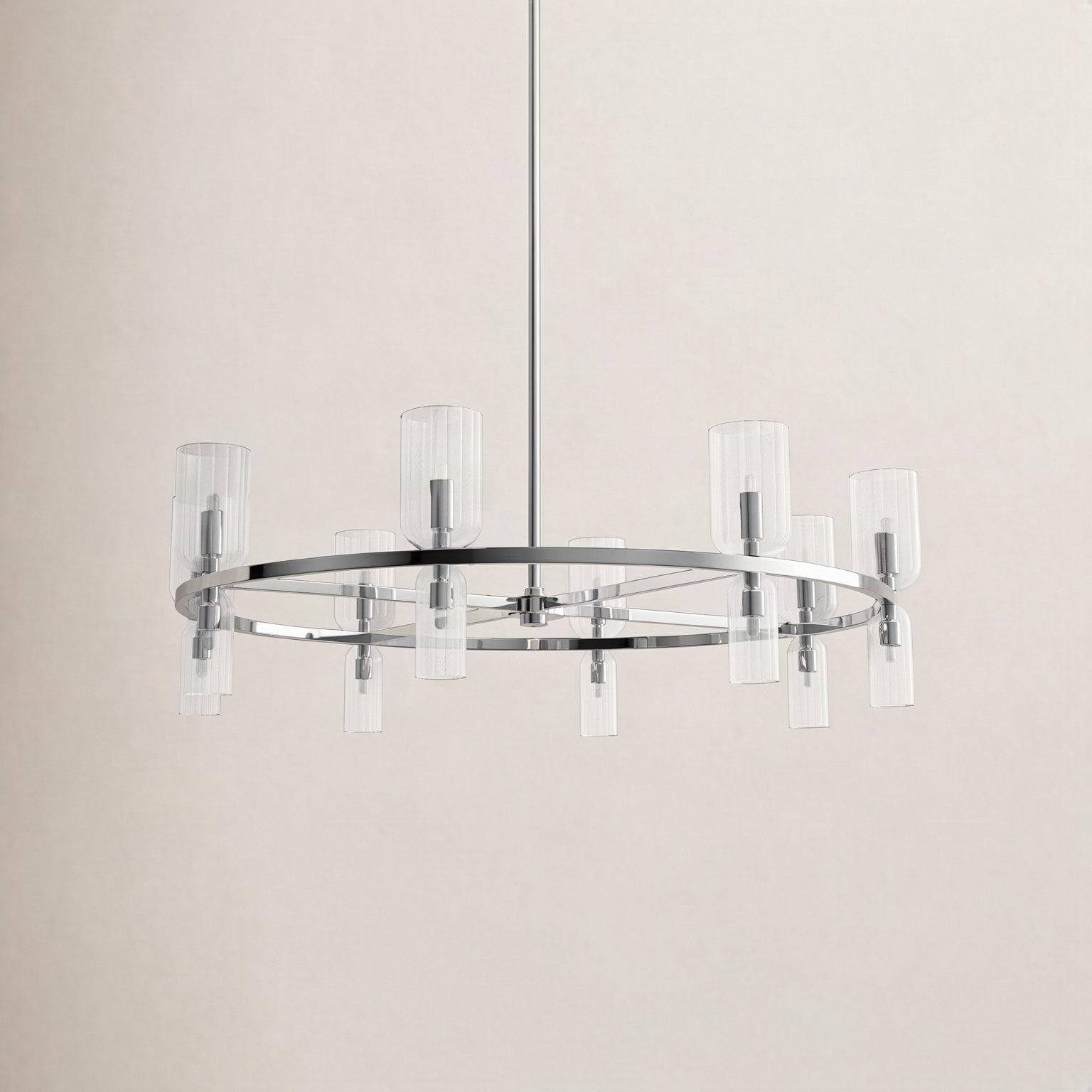16 - Light Chandelier, Polished Nickel