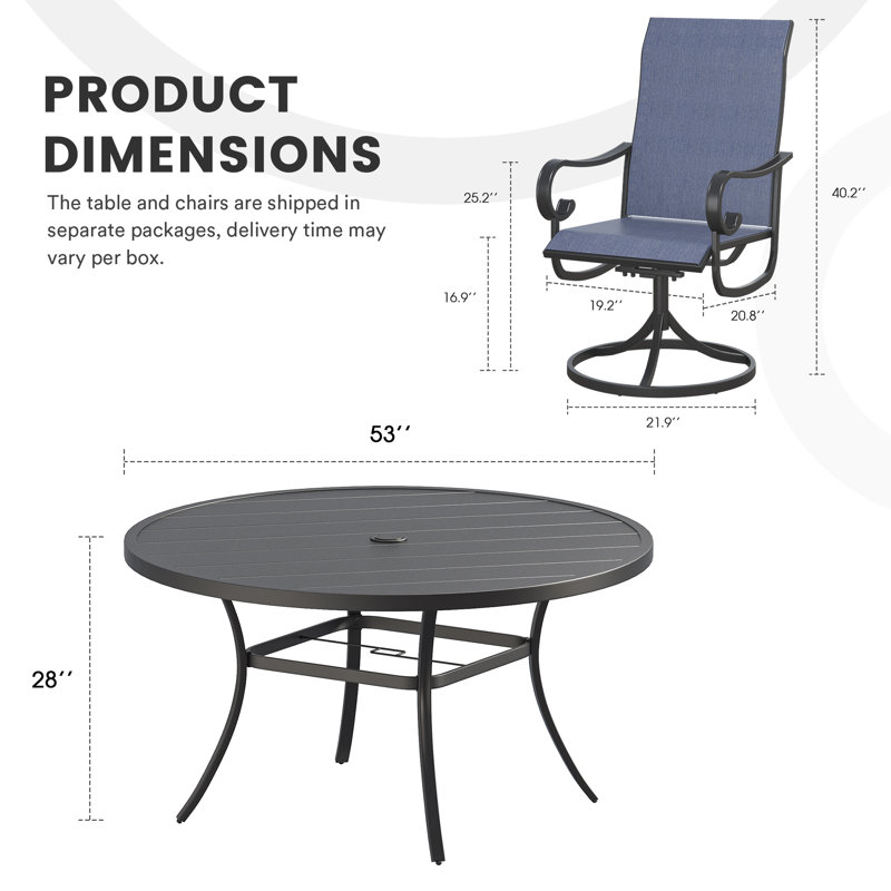 Ensemble repas pour patio, Bleu marine / Noir