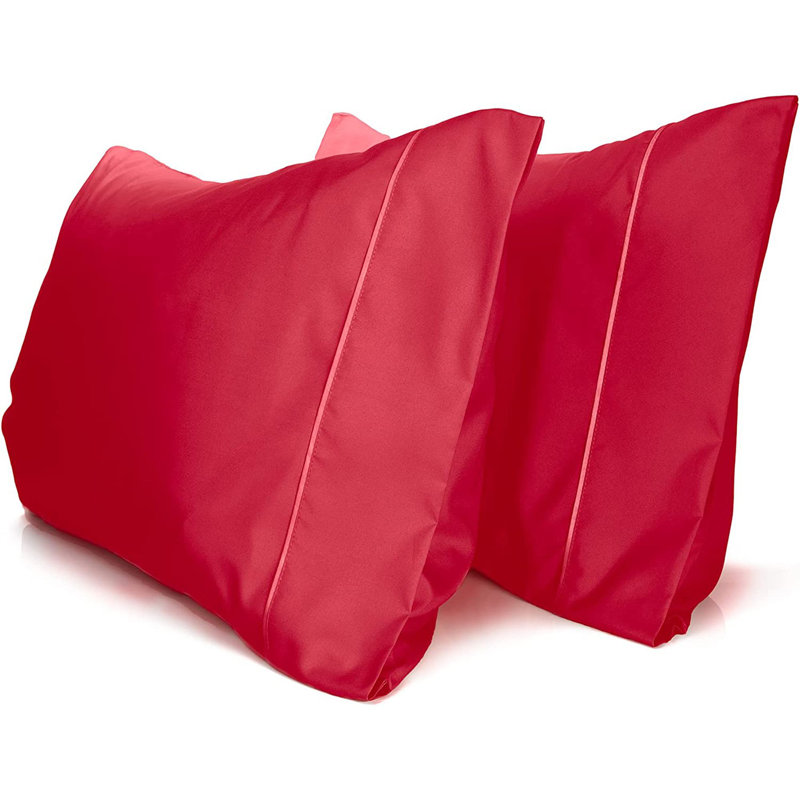LuxClub 2 PC Red Queen Performance Microfiber Solid Pillowcase Set, Queen Pillowcase, Red