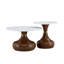 Ensemble de tables basses gigognes en forme de gourde avec dessus en marbre, conception à double hauteur et base stable et légère pour une utilisation flexible de l'espace de vie.