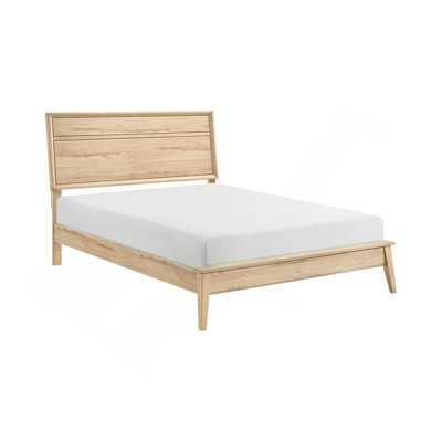 Classic Style Queen Bed Natural Oak Finish Wooden Bedroom Furniture 1Pc, Mid-Century Modern Design