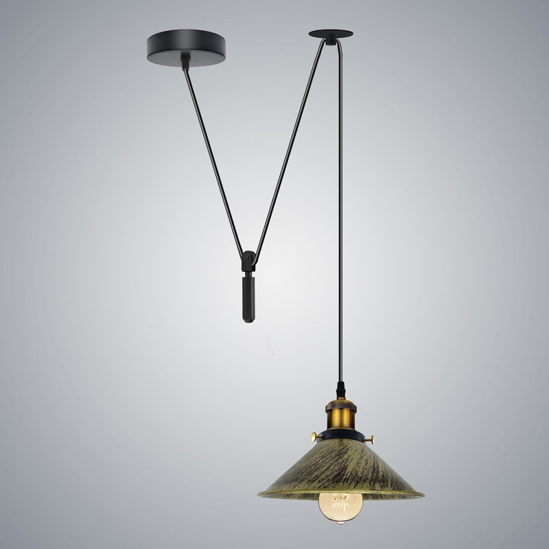 Anahla 1-Light Modern Industrial  Cone Pendant – Adjustable Ceiling Fixture for Contemporary Spaces, No, Brushed Brass