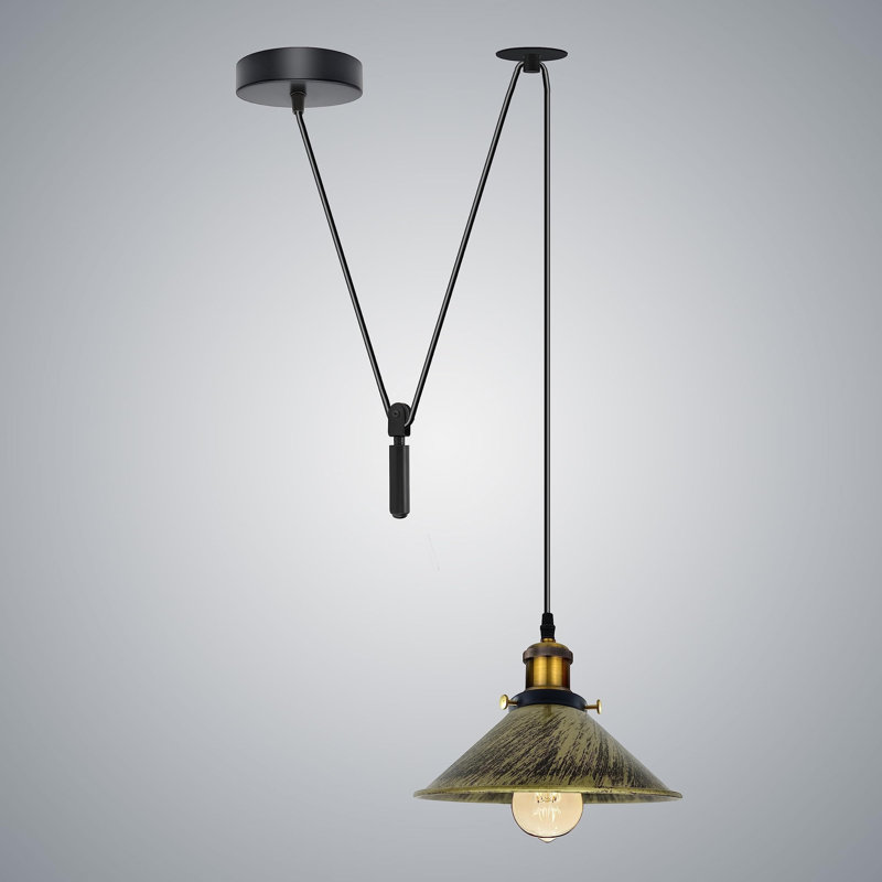Anahla 1-Light Modern Industrial  Cone Pendant – Adjustable Ceiling Fixture for Contemporary Spaces, Yellow, No