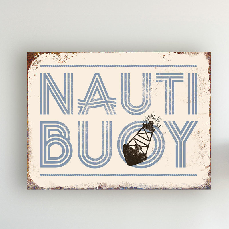« punny nautique v », art textuel sur toile tendue, H 14 po x l 19 po x P 2 po