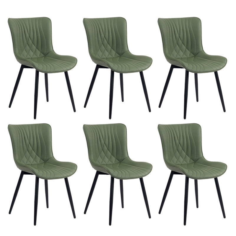 Chaises de salle à manger rembourrées en similicuir, Vert