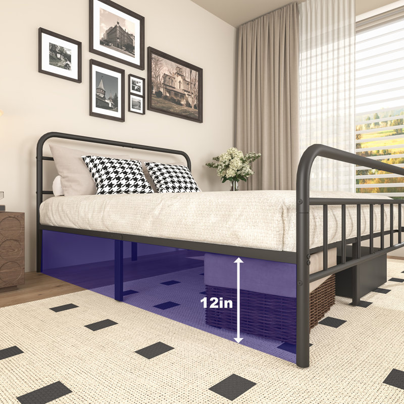 14" Metal Bed Frames  , No Box Spring Needed, Platform Bed Noise Free, Bedrooms With Elegant Modern Design,king, King