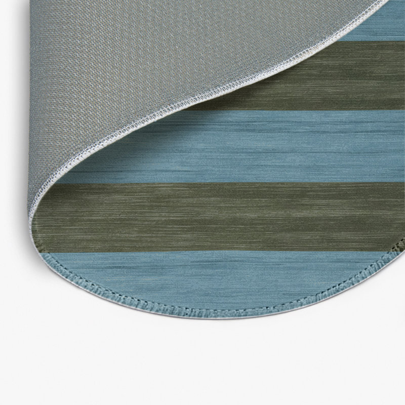 Tapis intérieur / extérieur bleu HorizontalStripes, Rond 5 pi