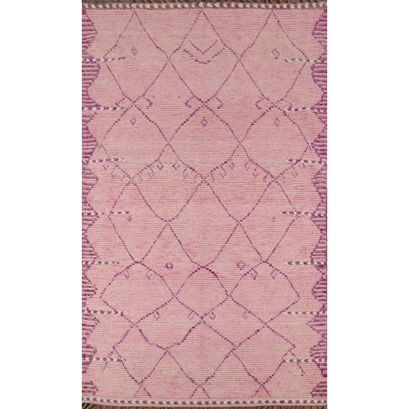 Handmade Pink Moroccan Oriental Rug 5x7