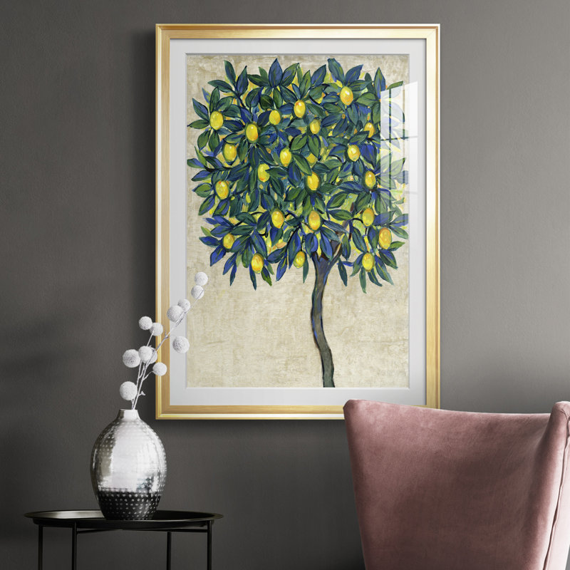 «Lemon Tree Composition I», reproduction encadrée de qualité supérieure - prête à être accrochée, Doré, H 24,5 po x l 18,5 po