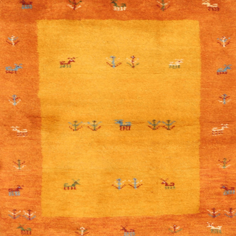 Tapis de zone jaune contemporaine Willse, Carré 4 pi