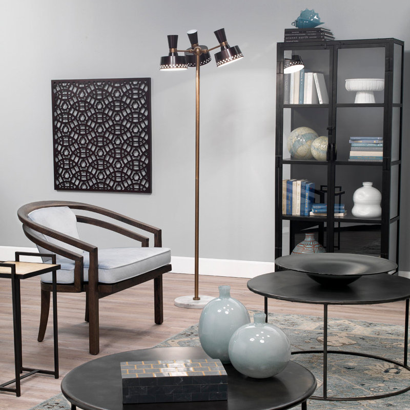 Union Tall Curio Cabinet In Black Iron & Clear Glass