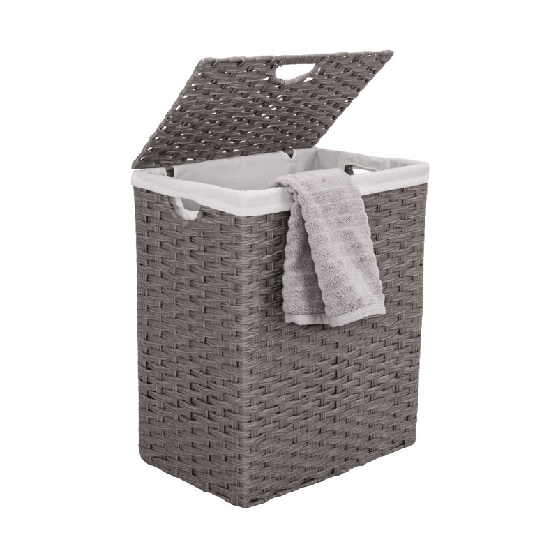 Handwoven Rectangle Laundry Hamper, Gray