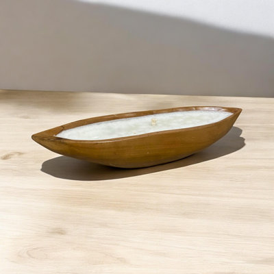 Unscented Novelty Candle with Solid Wood Holder