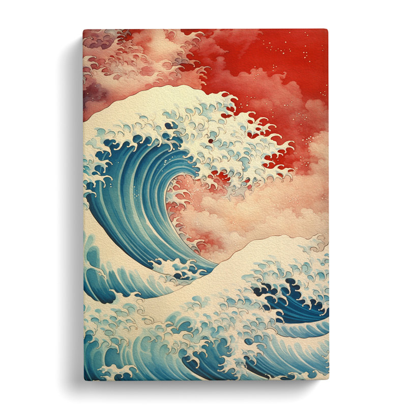 Wave Japanese Renaissance Art - Wrapped Canvas, 76cm H x 50cm W x 3cm D