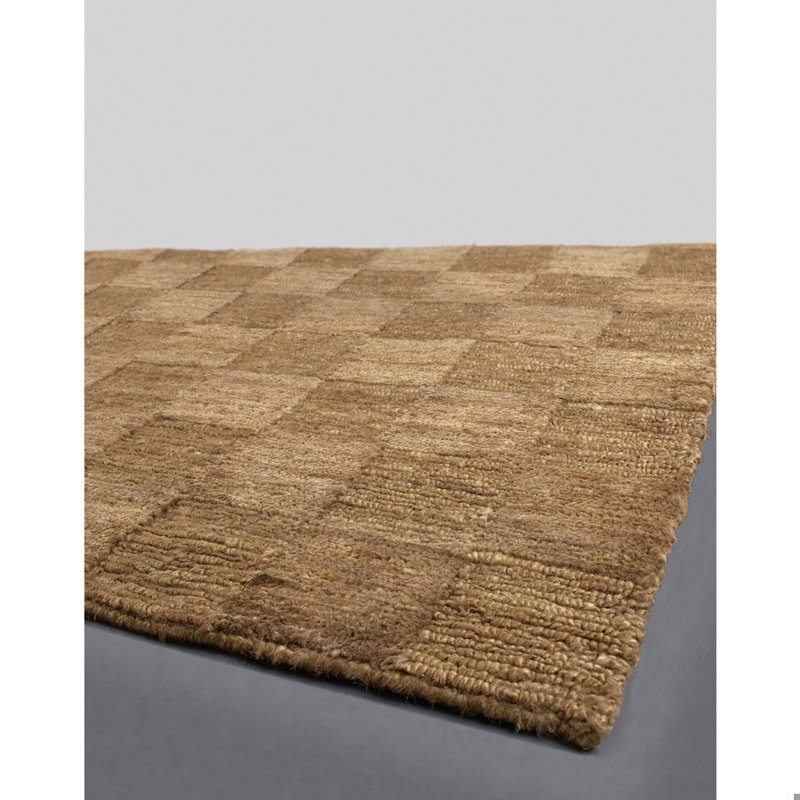 Fayean Handmade Hand-Woven Plaid Checkered Green & Brown Indoor Jute/Sisal Area Rug, Rectangle 5' x 7'6"