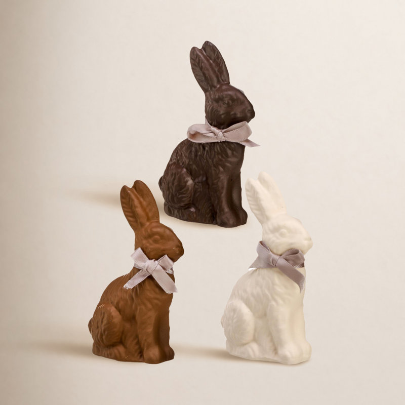 Lapin chocolat avec nœud 4 po 3