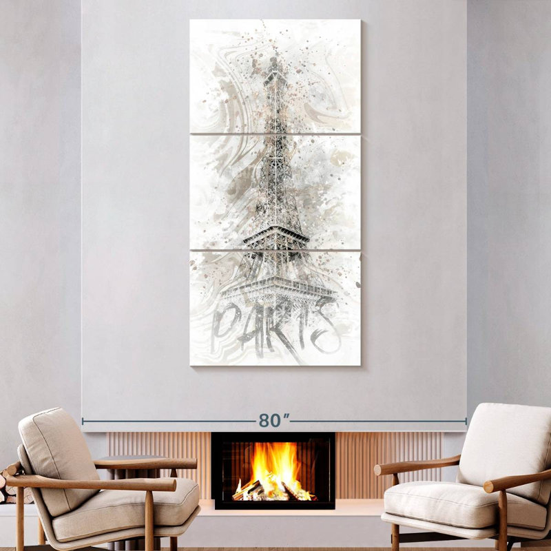 Monochrome Eiffel Tower, 80" H x 39" W